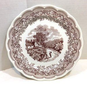 VTG Large Scallop Collectible Plate Swiss Couple & Landscape Made in Italy 10"